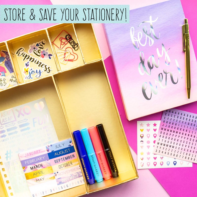 STMT Planner Set - Decorate The Ultimate DIY Daily Planner, Organizer, Diary, Journal, Agenda with Embellishments, Stickers, Paper Clips, Stamp Markers & Pens, Inspiring for Kids and Teen Girls - Image 2